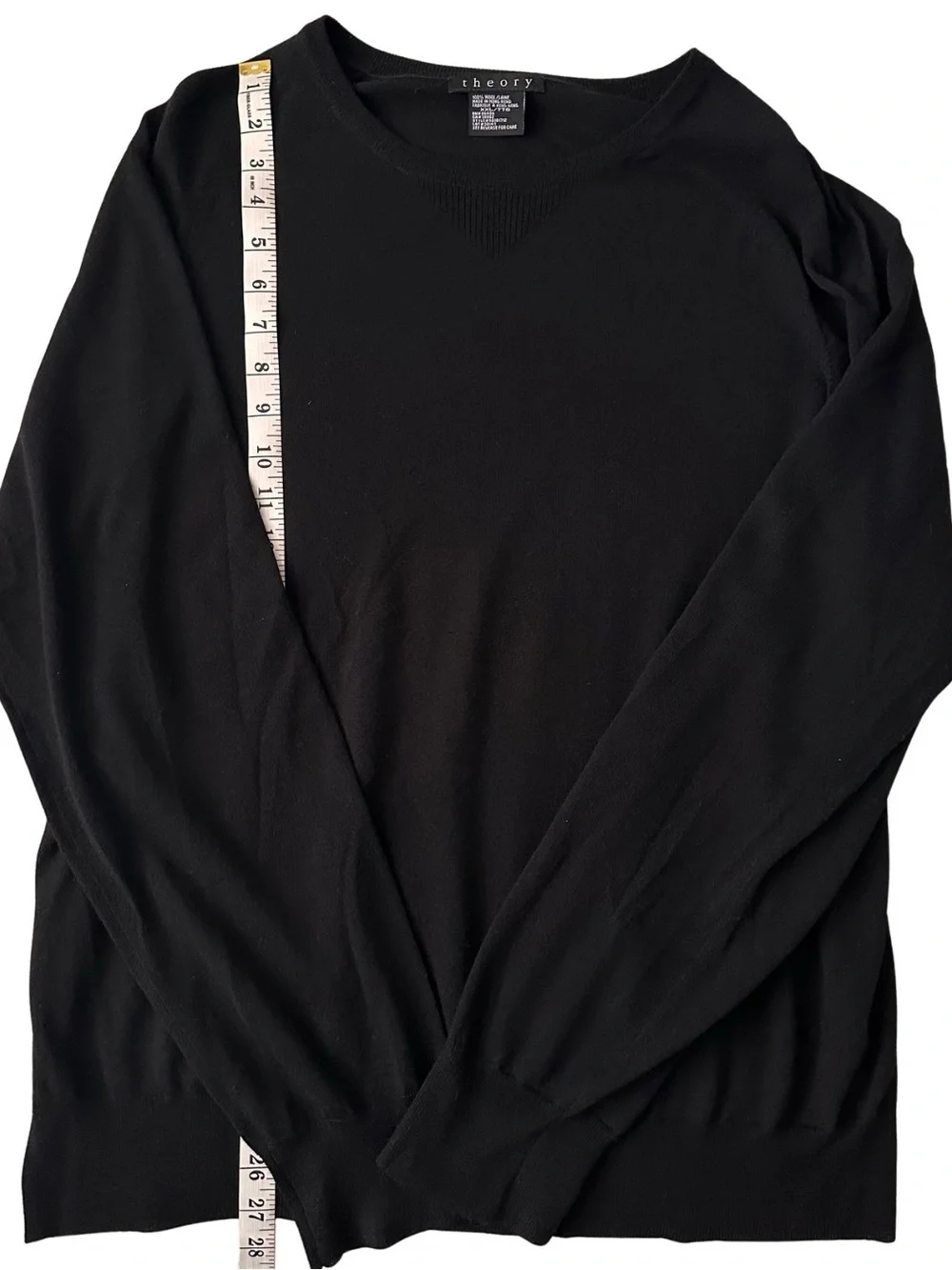 Vtg Theory Black Wool Crewneck Sweater SZ XXL Lightweight Luxury Minimalist EUC